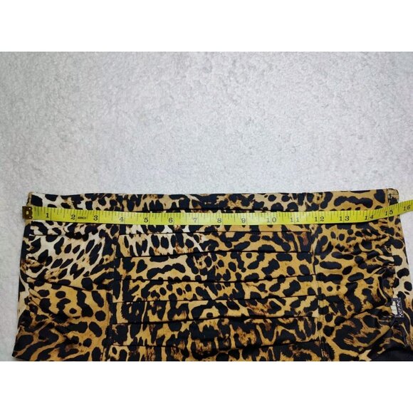 Calvin Klein High Waist Leopard Print Ruched Pleated Bikini Brief Swim Bottoms L - Picture 7 of 8
